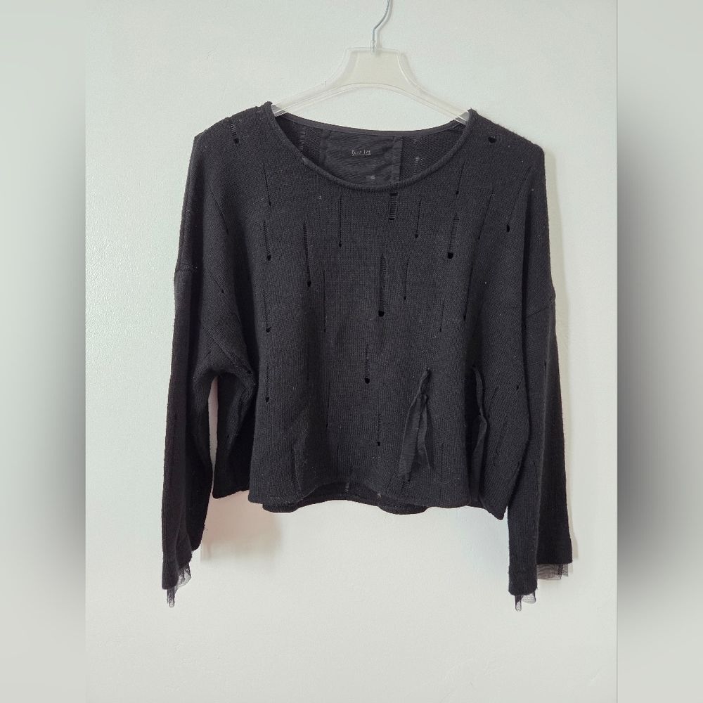 Oliver Jung Paris Distressed Black Sweater Mohair Blend Thrashed Vamp Gothic M